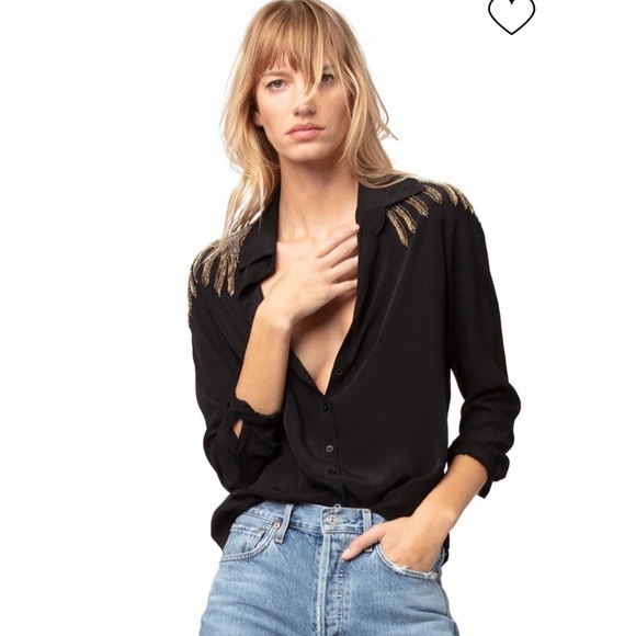 AS by DF black beaded blouse NWOT - Picture 2 of 4